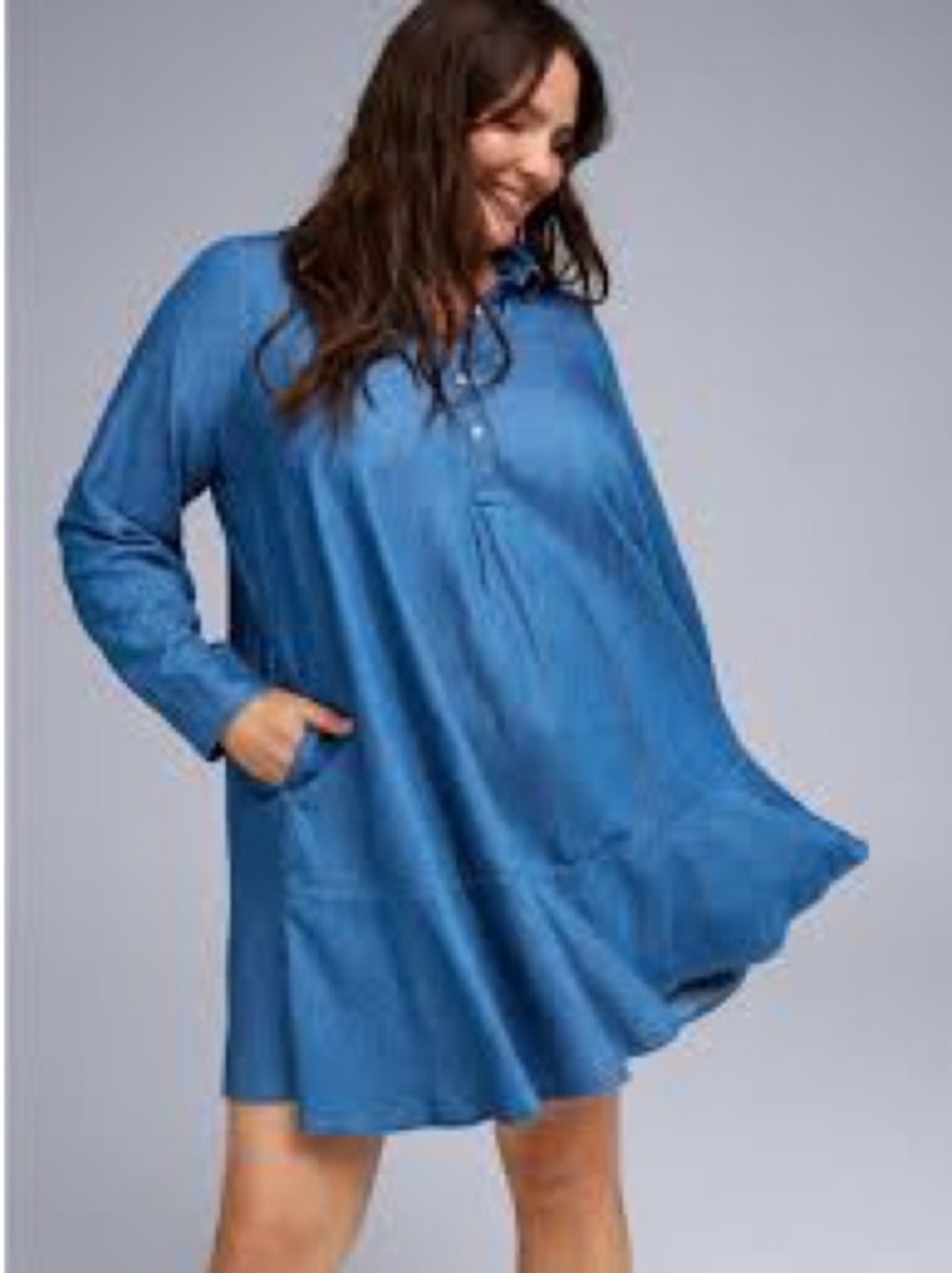 Belle Isle Chambray 100 % Cotton Popover Shirt Mini Dress 1 X